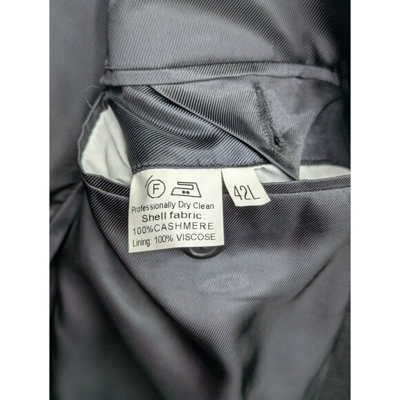 VTG Hart Schaffner Marx 100% Cashmere Blazer Mens 42L Two Button Office Black - Picture 13 of 13
